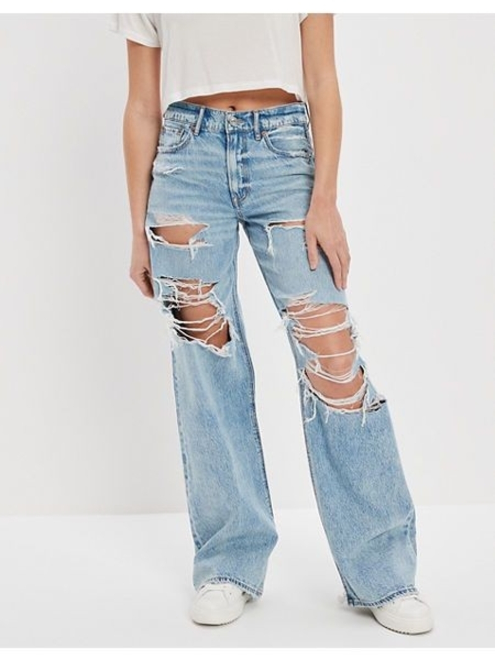 Aeropostale Super High Rise Loose Fit Ripped Jeans Size 0